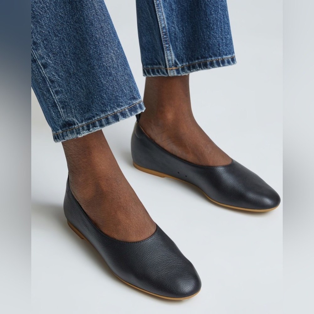 Everlane Black Leather Ballet Flats